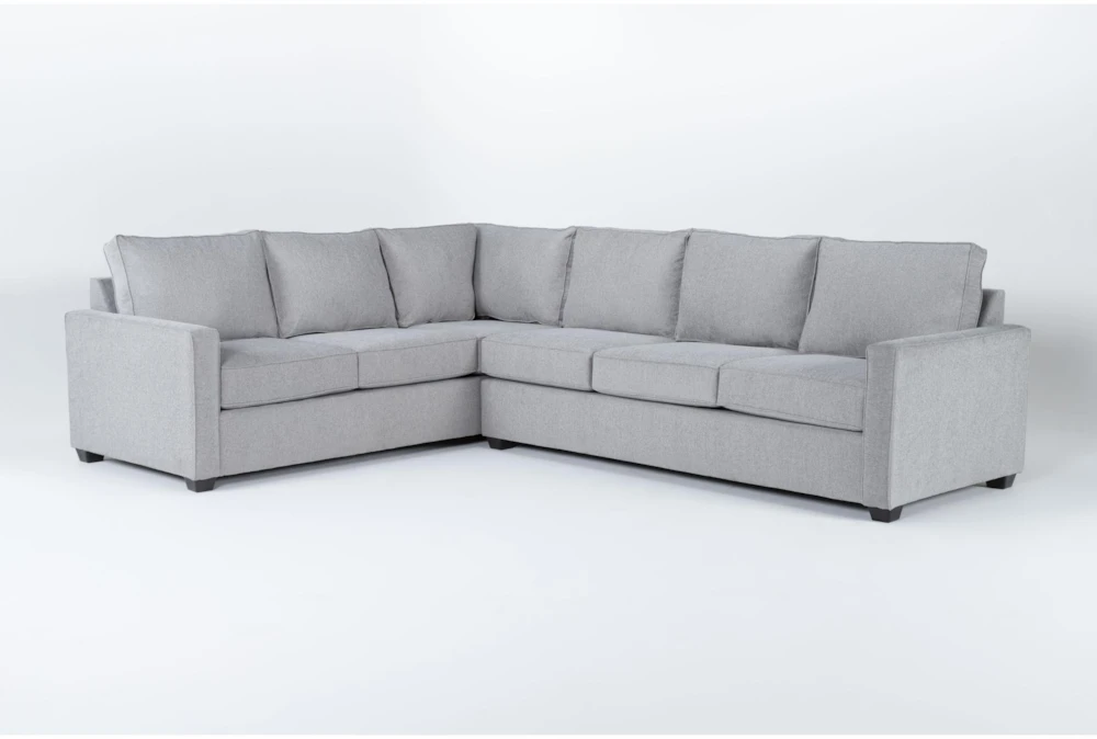 Mathers Oyster Grey Fabric 125" 2 Piece L-Shaped Sectional with Right Arm Facing Queen Memory Foam Sleeper Sofa Bed