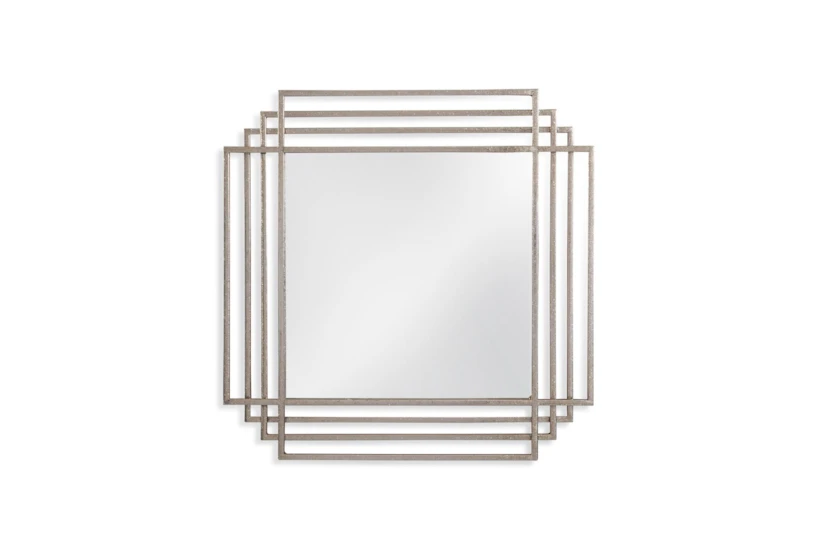 24x24 Silver Leaf Layered Metal Frame Square Wall Mirror 