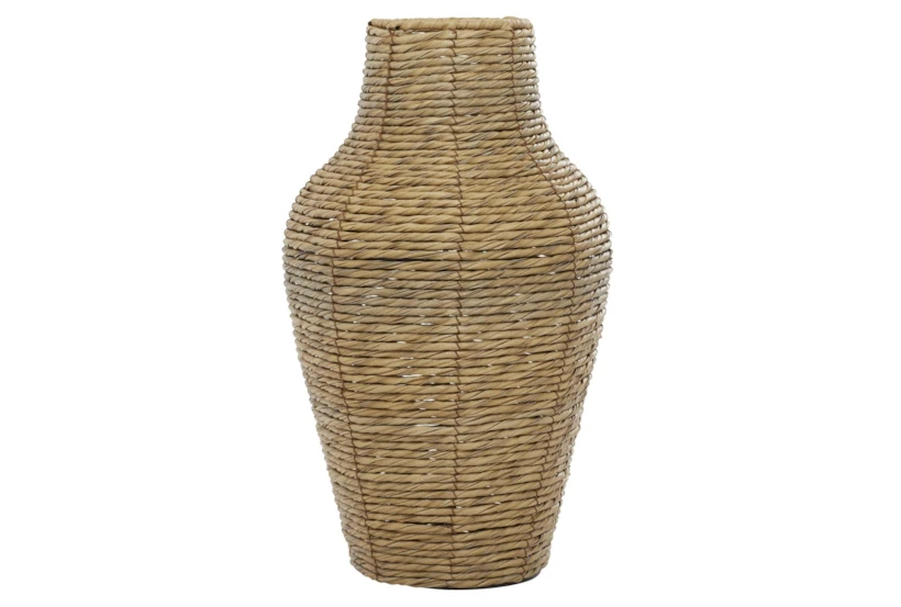 18 Inch Natural Beige Faux Seagrass Floor Vase - 360