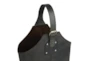 13" Dark Grey Leather 2 Bottle Wine Carrying Basket - Detail