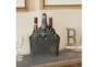 13" Dark Grey Leather 2 Bottle Wine Carrying Basket - Room