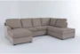 Alessandro Mocha Beige Fabric 128" 2 Piece U-Shaped Sectional with Left Arm Facing Queen Memory Foam Sleeper Sofa Bed Chaise & Right Arm Facing Corner Chaise - Signature