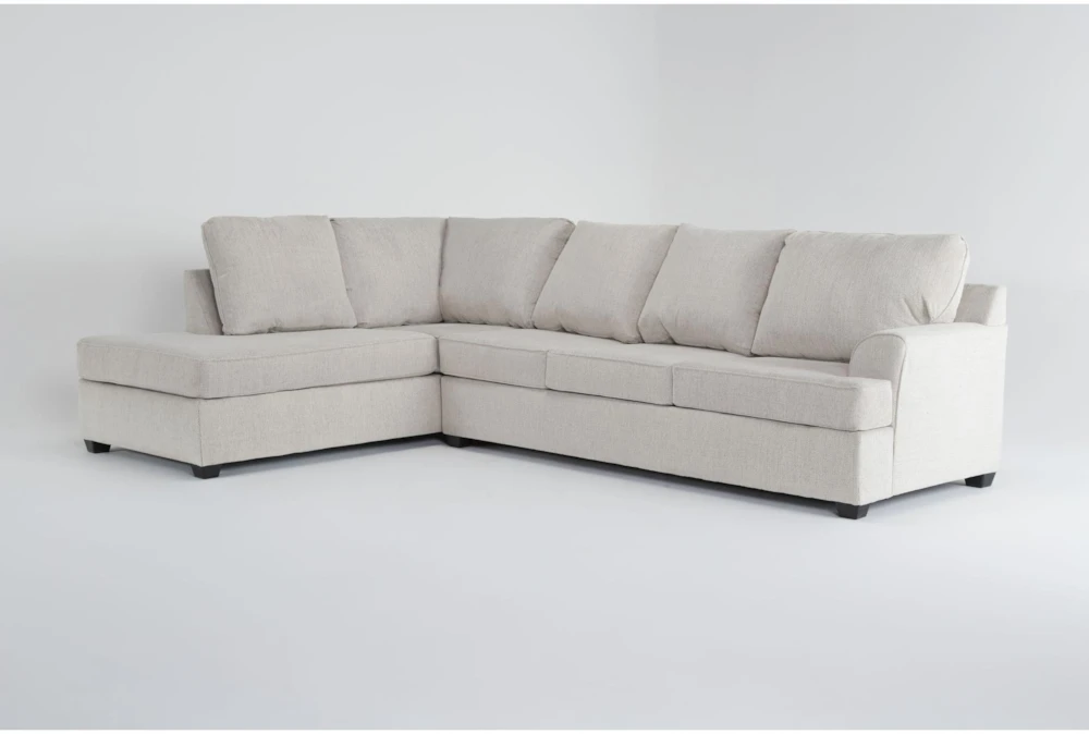 Alessandro Moonstone White Fabric 128" 2 Piece L-Shaped Sectional with Left Arm Facing Corner Chaise
