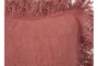 22X22 Red Clay Linen + Cotton Fringe Edge Throw Pillow - Detail