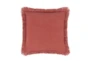 22X22 Red Clay Linen + Cotton Fringe Edge Throw Pillow - Signature