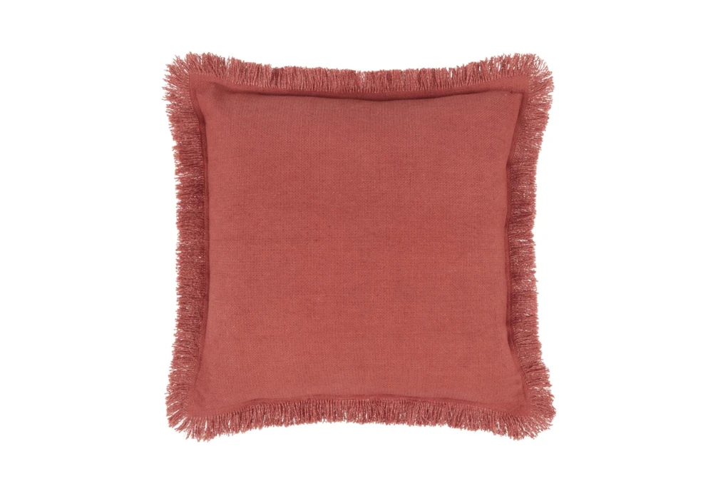 22X22 Red Clay Linen + Cotton Fringe Edge Throw Pillow