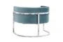 Deanna Sea Blue Velvet Fabric Accent Barrel Arm Chair with Silver Base - Back