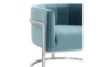 Deanna Sea Blue Velvet Fabric Accent Barrel Arm Chair with Silver Base - Detail