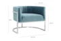Deanna Sea Blue Velvet Fabric Accent Barrel Arm Chair with Silver Base - Front