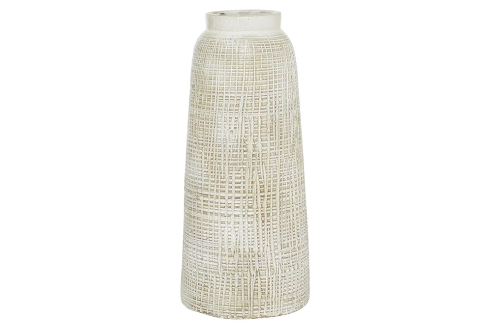 17 Inch White Terracotta Cylinder Vase