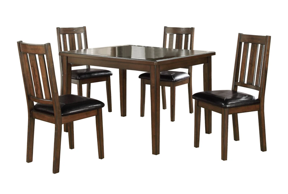 Clancy Brown Square Wood 48" Dining Table Set For 4