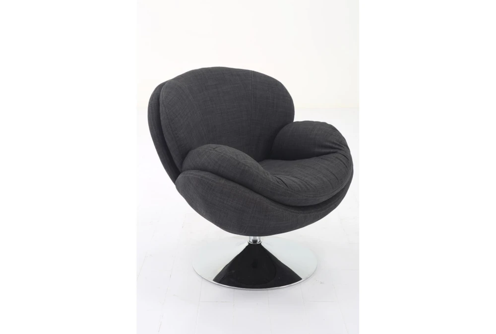 Zuma Grey Fabric Swivel Barrel Arm Chair