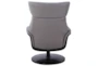 Algot Grey Faux Leather Reclining Swivel Arm Chair And Ottoman - Back