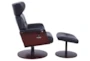 Algot Black Faux Leather Reclining Swivel Arm Chair And Ottoman - Side
