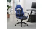 Zyair Black Faux Leather With Blue Rolling Office Gaming Desk Chair - Room