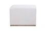 Gianna Ivory White Fabric 96" Sofa with Grey Wood Base - Side