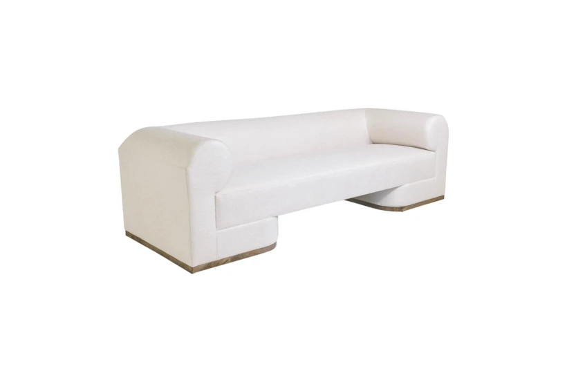 Gianna Ivory White Fabric 96" Sofa with Grey Wood Base - 360