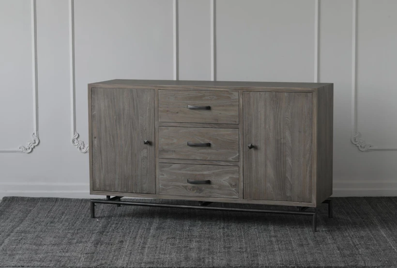 Grey Elm 3 Drawer 2 Door Sideboard - 360