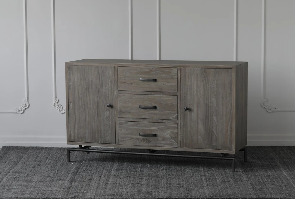 Grey Elm 3 Drawer 2 Door Sideboard