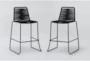 Caspian Black Outdoor Barstool with Back Set of 2 - Signature
