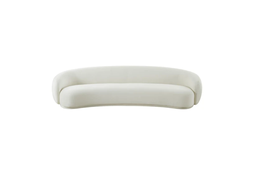 Gene Cream White Velvet Fabric 120" Curved Sofa - 360