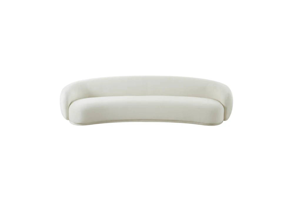 Gene Cream White Velvet Fabric 120" Curved Sofa