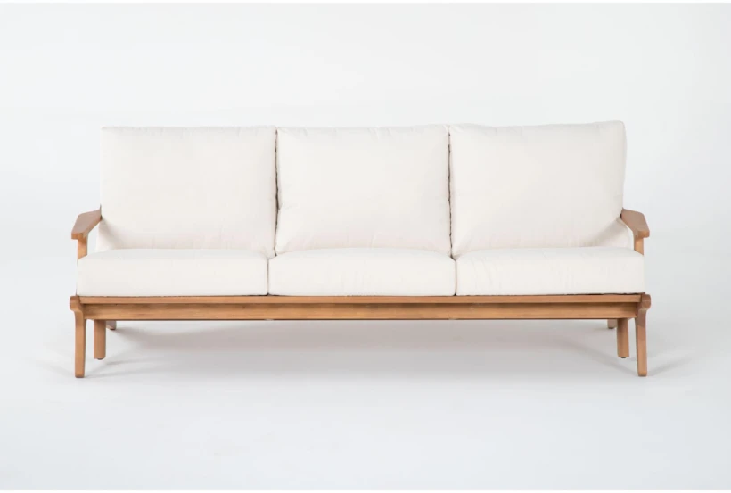 Amari Natural 81" Outdoor Sofa With Cream Cushions - 360