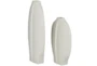 18", 13" Matte White Abstract Flat Body Vases Set Of 2 - Front