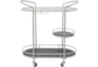 Modern Silver 3-Tier Metal Rolling Bar Cart With Wheels - Back