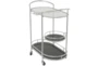 Modern Silver 3-Tier Metal Rolling Bar Cart With Wheels - Front