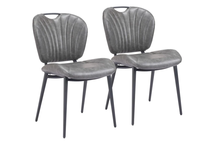 Logan Grey Contract Grade Faux Leather Dining Chair Set Of 2 - 360