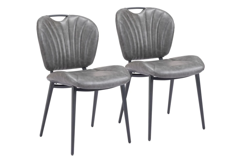 Logan Grey Contract Grade Faux Leather Dining Chair Set Of 2