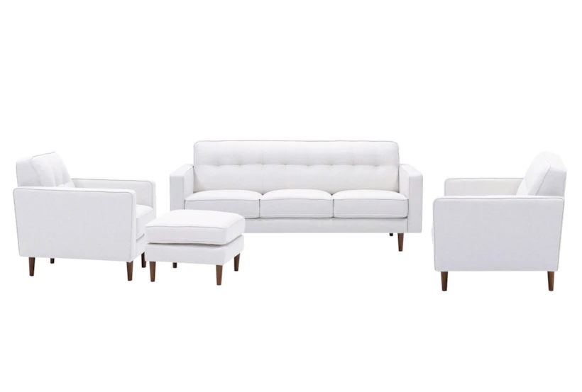 London Optical White Fabric 4 Piece Sofa, Loveseat, Arm Chair & Ottoman - 360