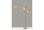 82 Inch Antique Brass + Natural Woven Paper Adjustable 3 Arm Arc Lamp - Detail