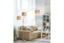 82 Inch Antique Brass + Natural Woven Paper Adjustable 3 Arm Arc Lamp - Room