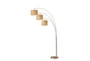 82 Inch Antique Brass + Natural Woven Paper Adjustable 3 Arm Arc Lamp - Signature