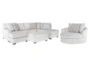 Cambrie Fuzzy White Fabric 2 Piece Dual Chaise U-Shaped Sectional with Right Arm Facing Corner Chaise, Swivel Cuddler & Ottoman - Signature