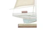 22 Inch Brown Wood Coastal Sail Boat Sculpture - Detail