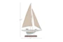22 Inch Brown Wood Coastal Sail Boat Sculpture - Front