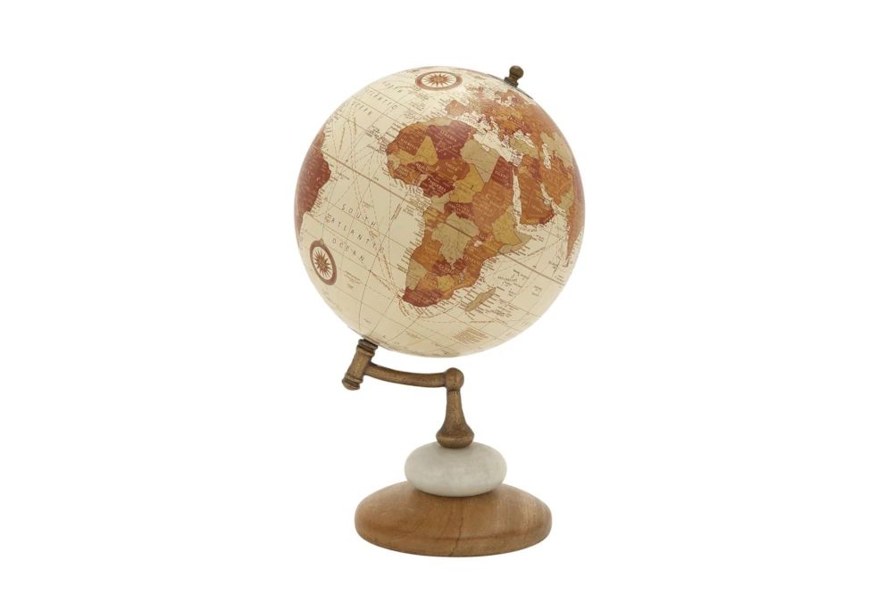 14 Inch Cream Mango Wood Contemporary Globe Globe