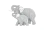 7 Inch Silver Polystone Glam Elephant Sculpture - Signature
