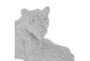 39 Inch Silver Polystone Glam Leopard Sculpture With Carved Faceted Diamond Exterior - Detail