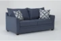 Jaylen Indigo Blue Fabric 74" Sofa - Side