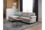 Emery Chiffon White Fabric Sofa with Reversible Chaise & Storage Ottoman - Room