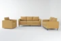 Ami Sun Yellow Fabric 3 Piece Sofa, Loveseat & Swivel Arm Chair Set - Signature