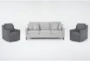 Stark Light Grey Fabric Sofa & 2 Dark Grey Fabric Swivel Arm Chairs - Signature