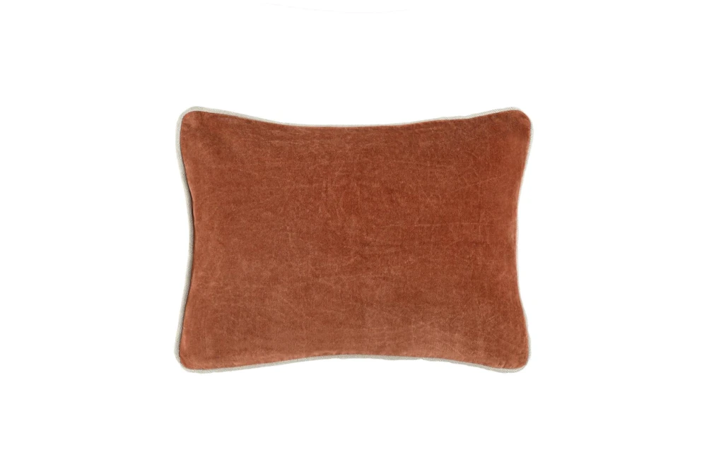 12X16 Terra Cotta Orange Stonewashed Velvet Lumbar Throw Pillow