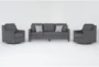 Stark Dark Grey Fabric Sofa & 2 Dark Grey Fabric Swivel Arm Chairs - Signature