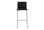 Cara Stainless Steel and Black Faux Leather Bar Stool Set of 2 - Front