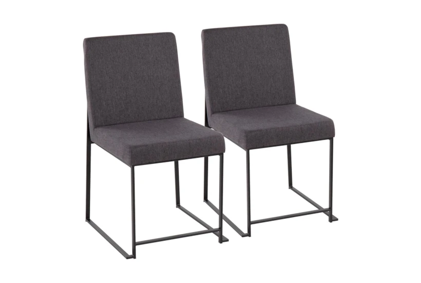 Ian Charcoal Fabric Black Steel Dining Chair Set of 2 - 360